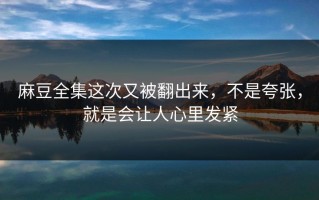 麻豆全集这次又被翻出来，不是夸张，就是会让人心里发紧